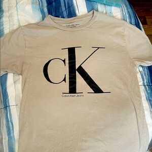 Calvin Klein Tan Tee with Black Logo